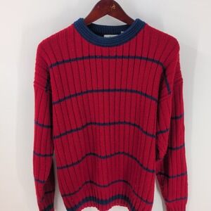 Vintage GS Company Striped Outwear Ribbed Knit Pullover Sweater Red Blue Size M‎